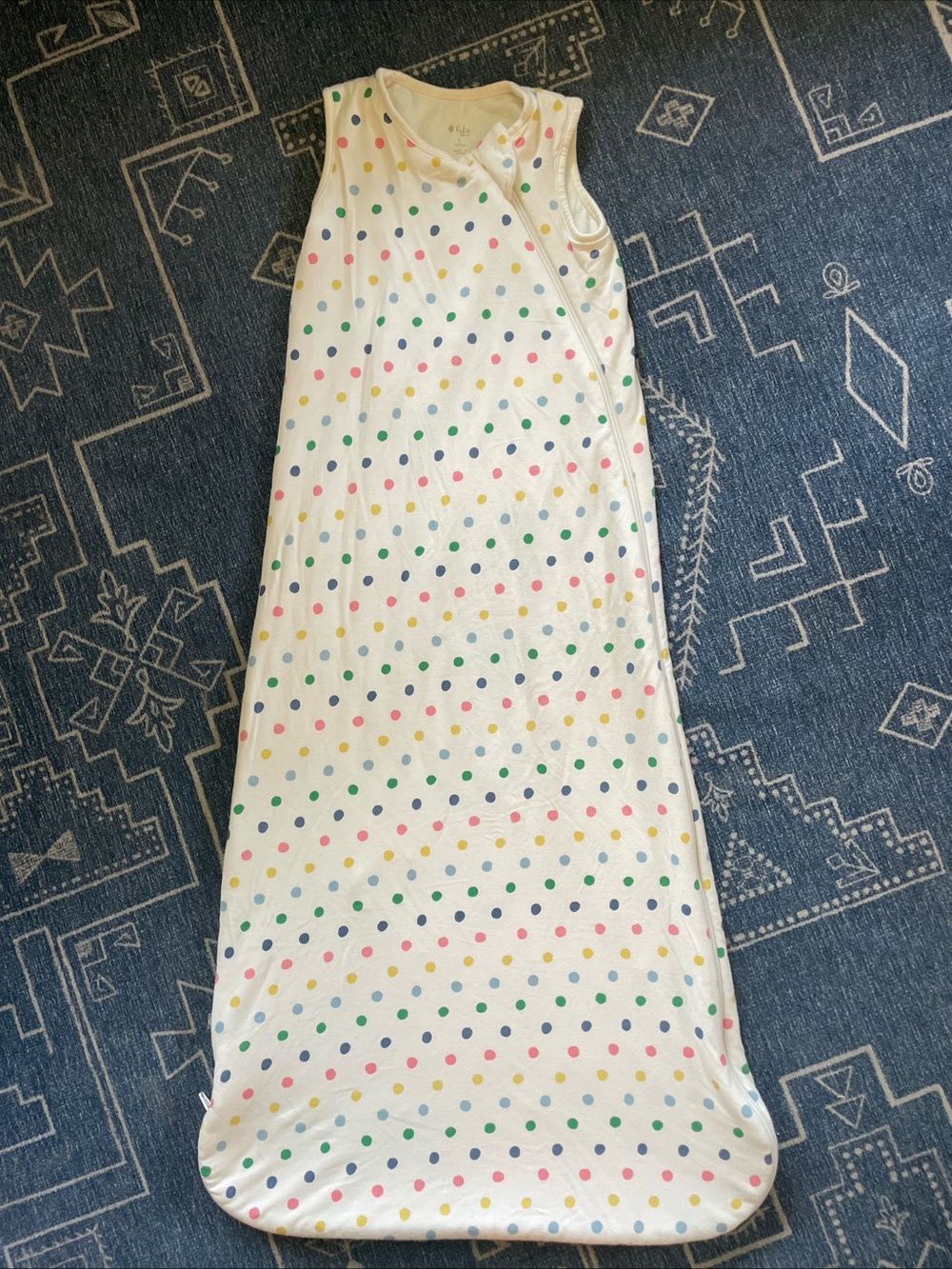 Kyte BABY 18-36M Large White Sleep Sack Rainbow Polka Dots 1.0 Tog Bamboo